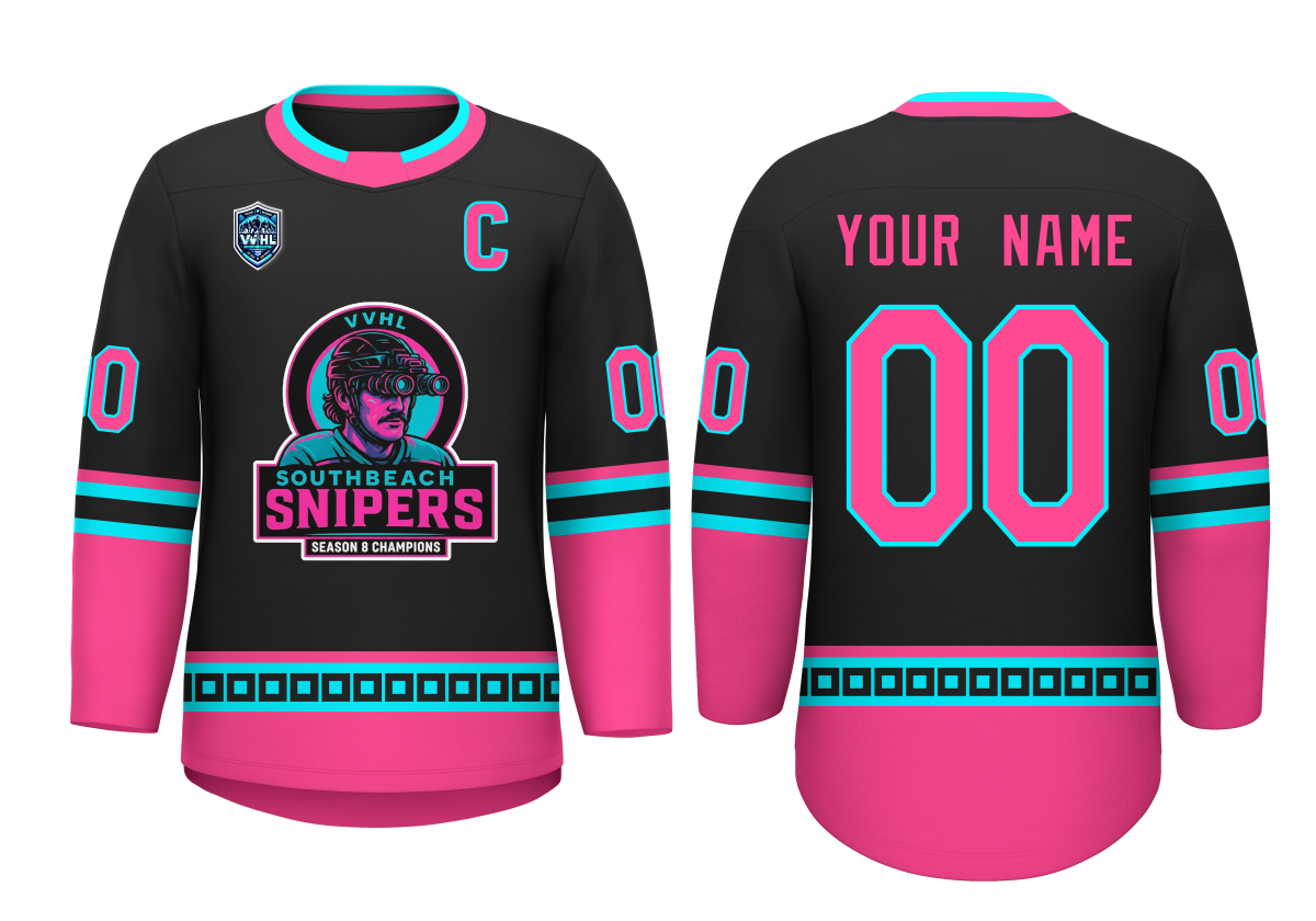 VVHL S9 South beach Snipers Black White Hockey Jersey