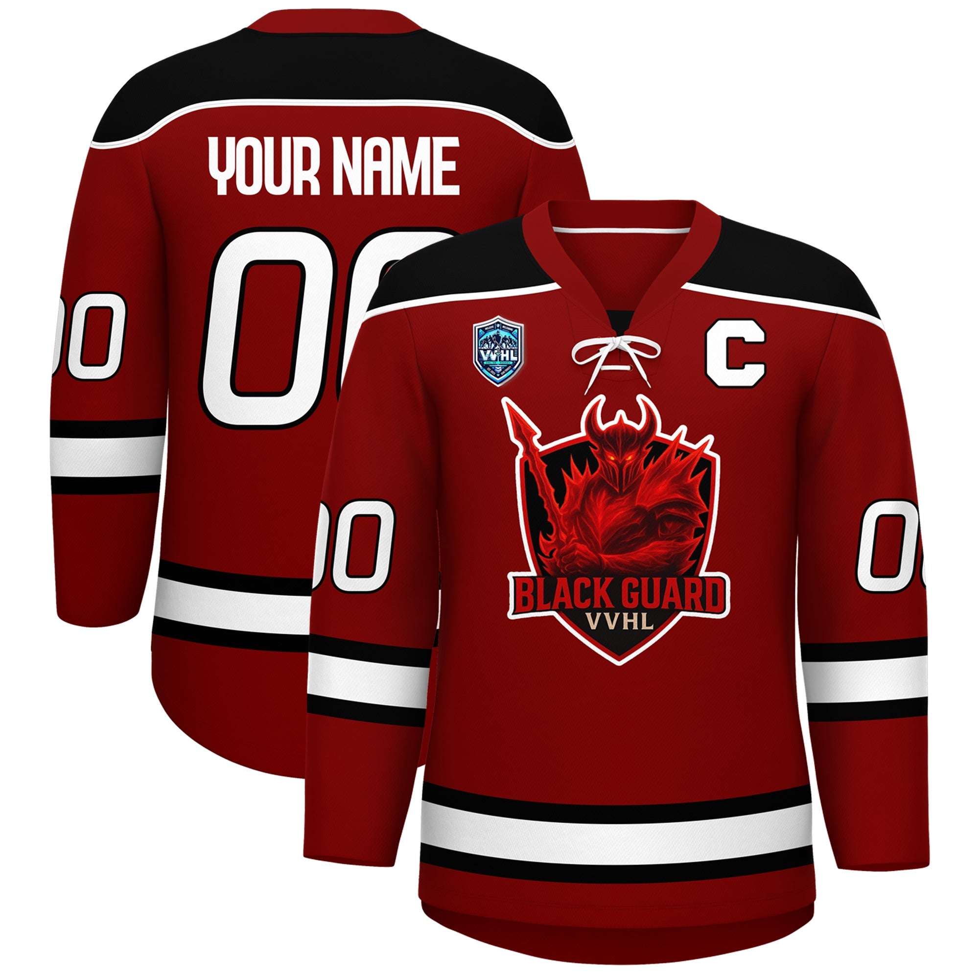 VVHL S8 Custom Black Guard Blue  Hockey Jersey