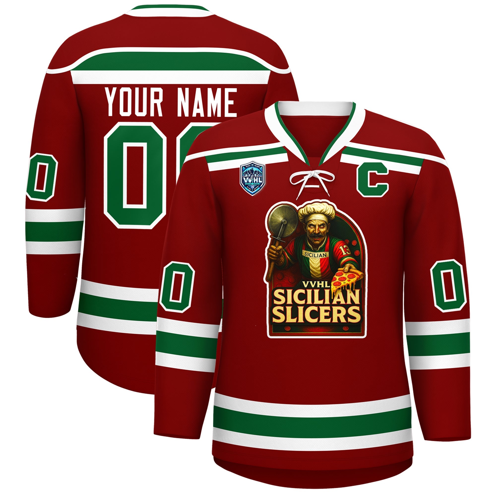 VVHL S8 Sicilian Slicers Red Hockey Jersey