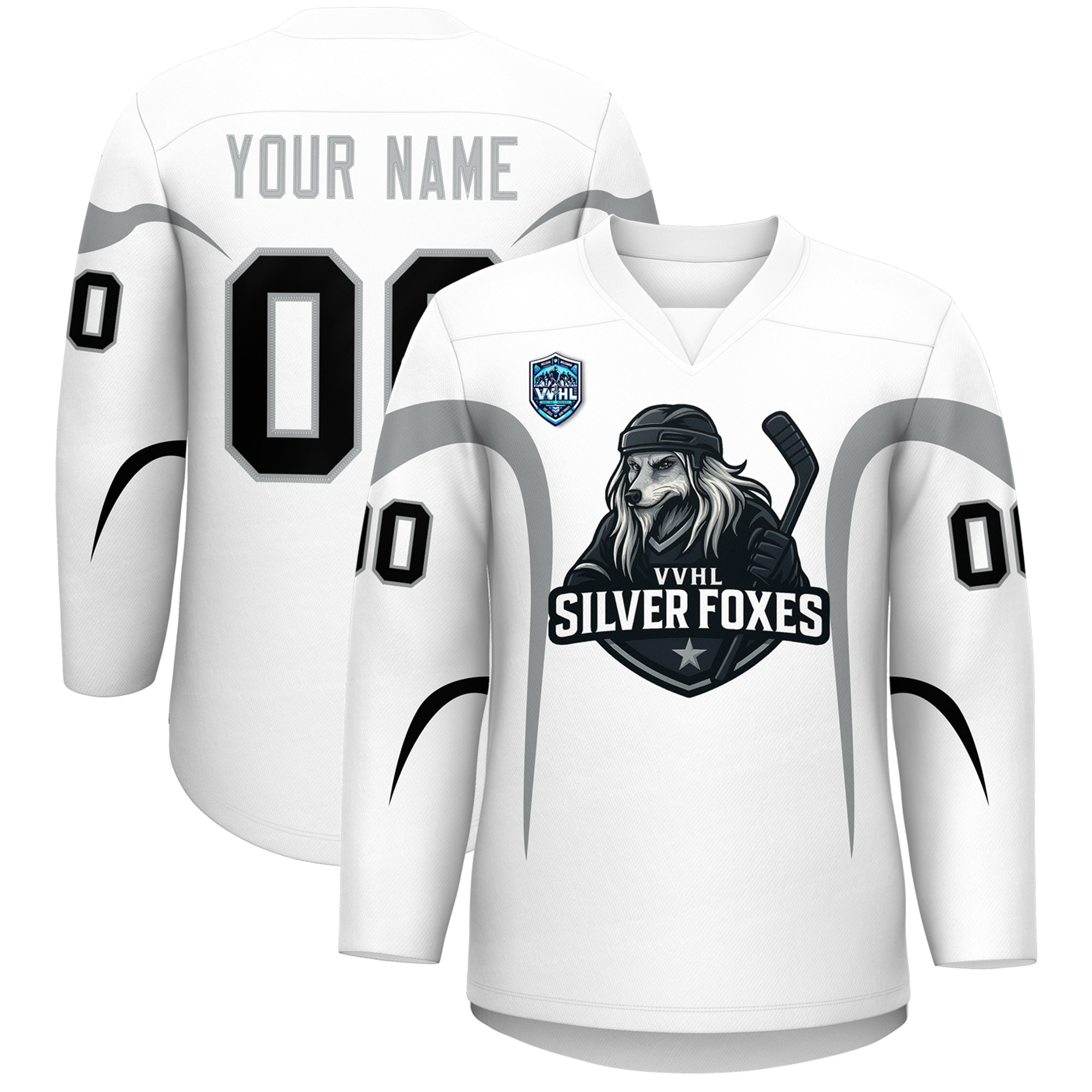VVHL S8 SILVER FOXES White Hockey Jersey