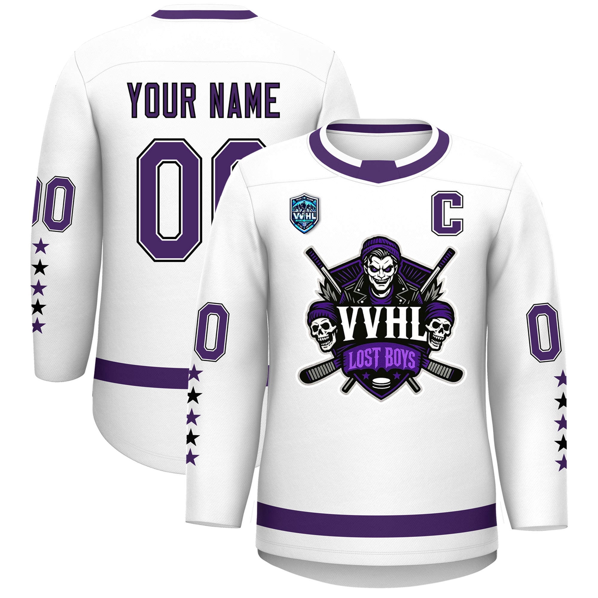 VVHL S8 Lost Boys Black White Purple Hockey Jersey