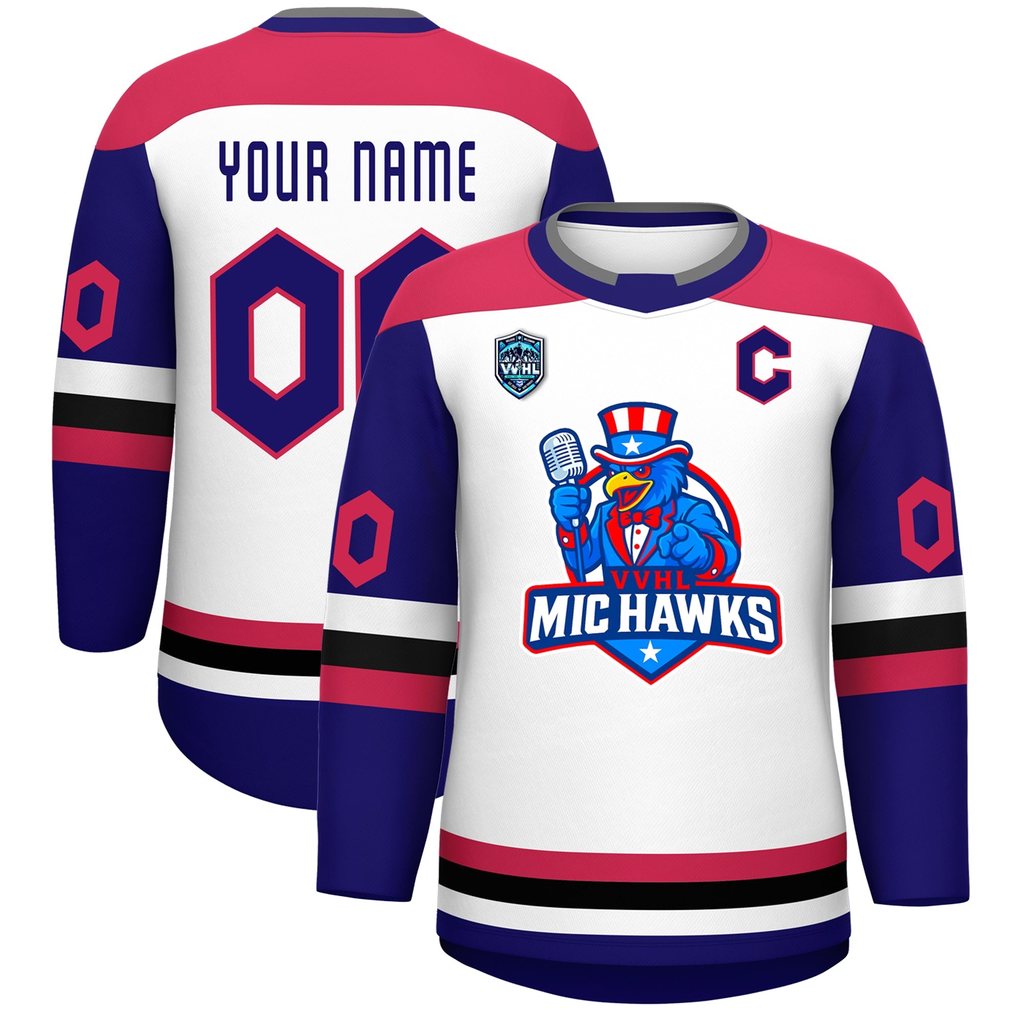 VVHL S8  Custom MIC HAWKS Purple Hockey Jersey