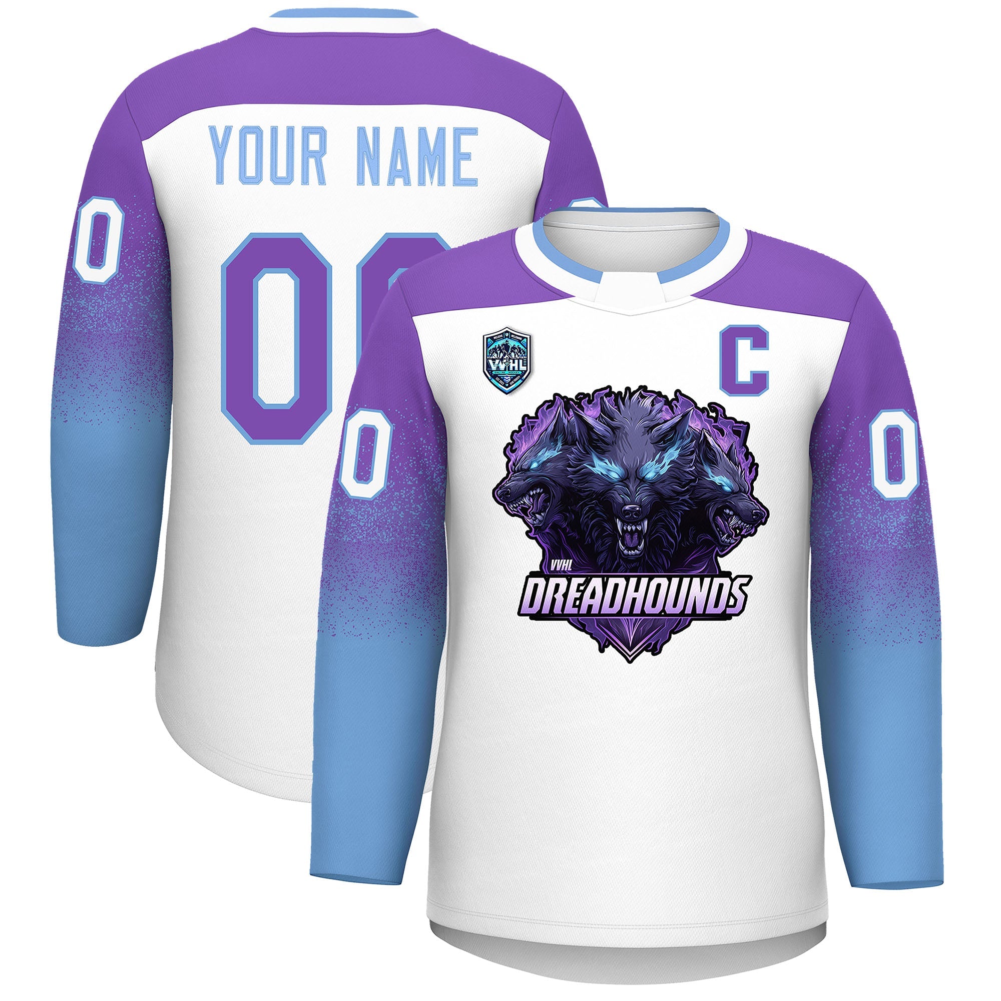 VVHL S9 Dreadhounds  White Black Hockey Jersey