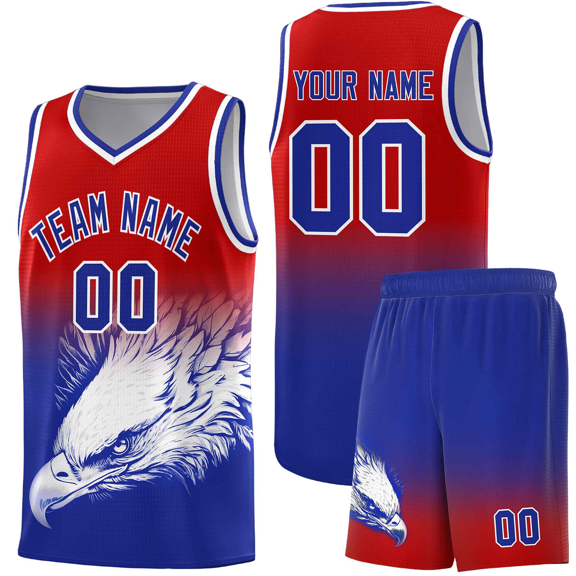 Custom Red Royal Eagle Pattern Graffiti Pattern Sports Uniform Basketball Jersey