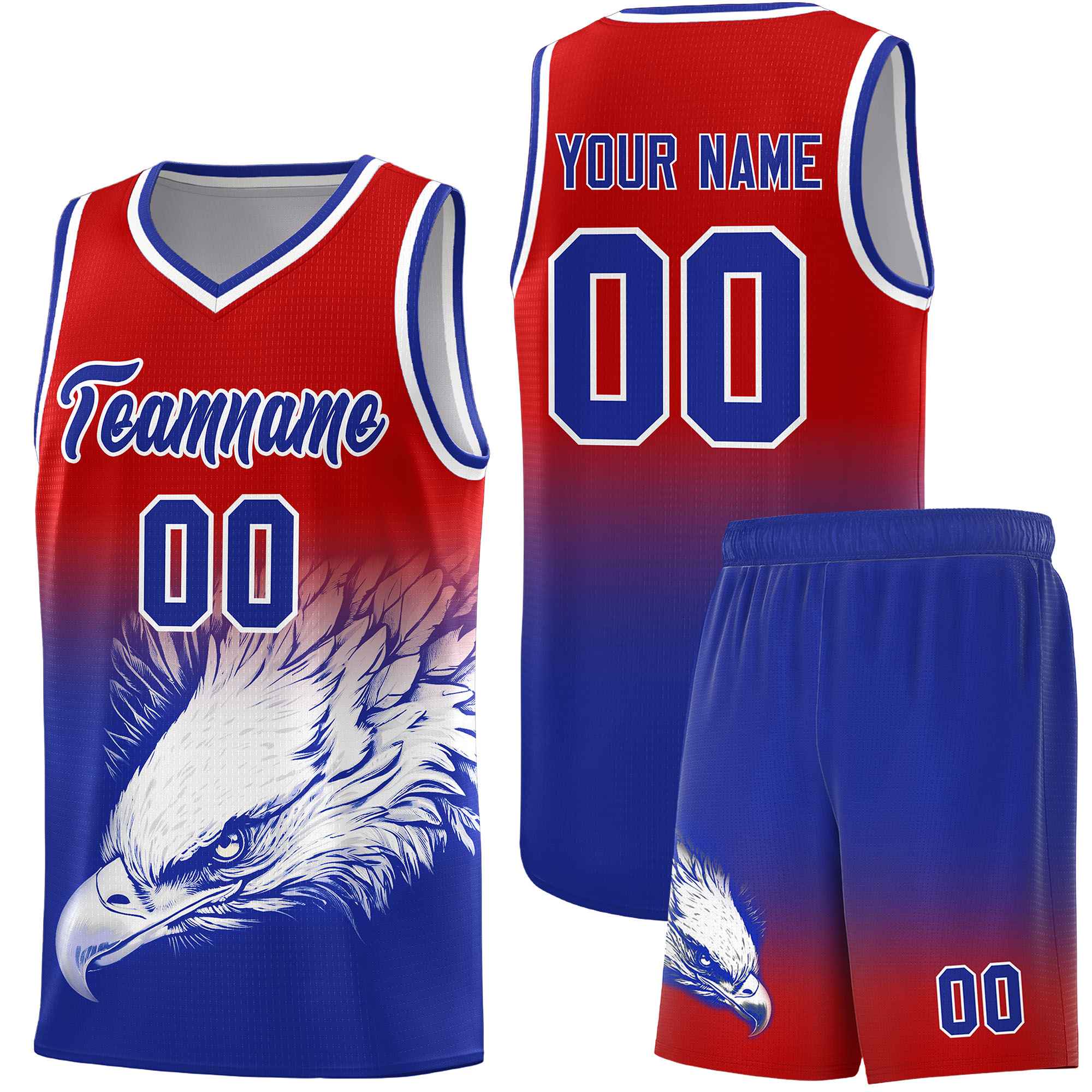 Custom Red Royal Eagle Pattern Graffiti Pattern Sports Uniform Basketball Jersey